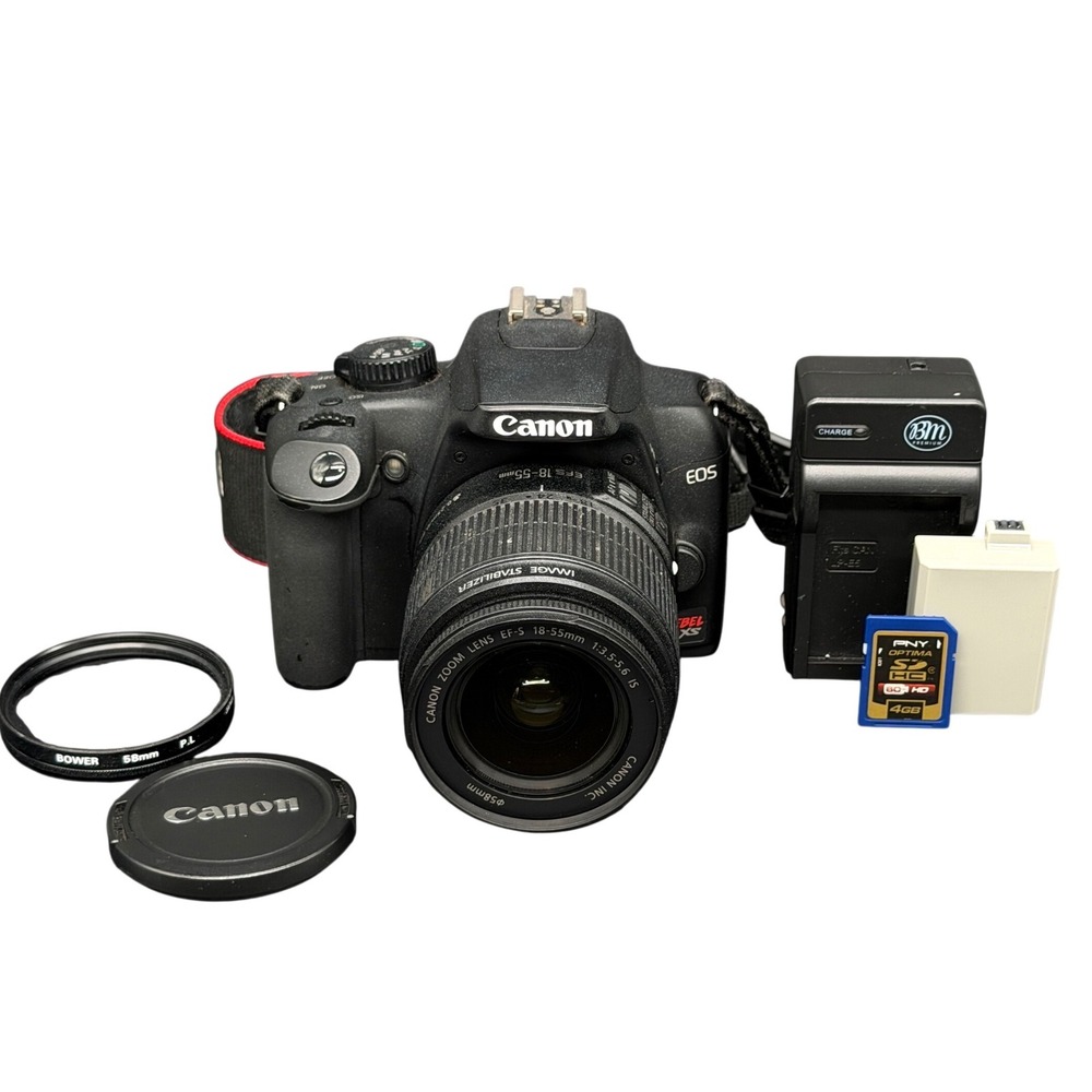 Canon EOS Rebel XS DSLR Camera with EF-S 18-55mm IS Lens Bundle Black 10.1MP